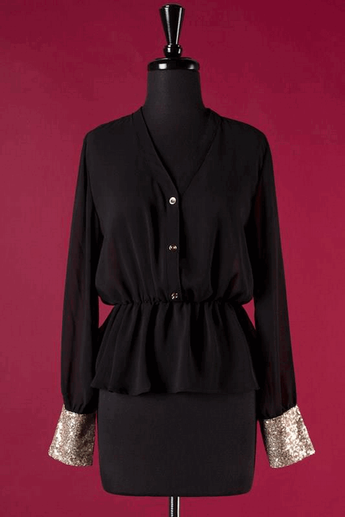 Elegant Blouse with Sequin Cuffs